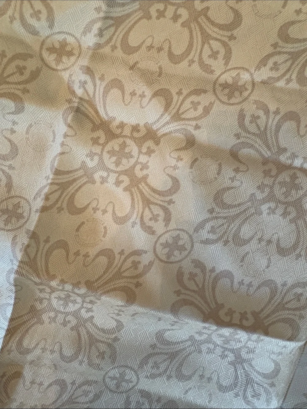 Vintage Russell Hampton beige and cream silk patterned scarf